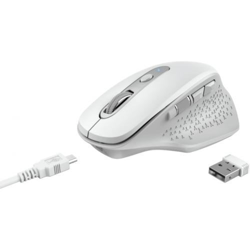 Mouse Optic Trust Ozaa Rechargeable, USB Wireless, White