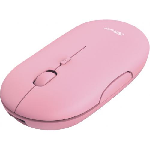 Mouse Optic Trust Puck Rechargeable, USB Wireless, Pink