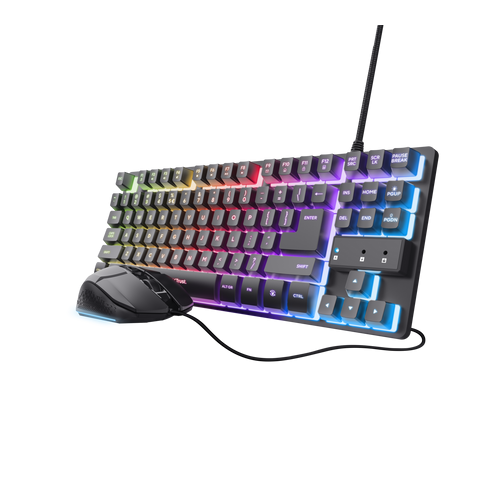 Kit Wireless Trust GXT 798 2-in-1 - Tastatura, RGB LED, USB-C/USB-A, Black + Mouse Optic, USB-C/USB-A, Black