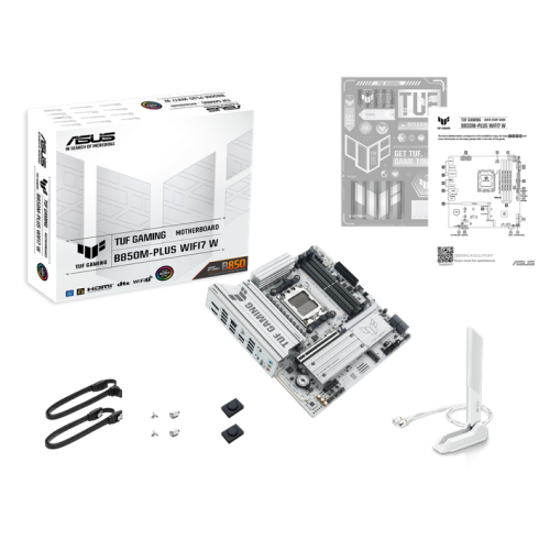 Placa de baza ASUS TUF GAMING B850M-PLUS WIFI7 White, AMD B850, Socket AM5, mATX