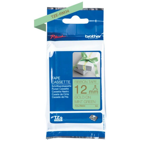 Banda de etichete Brother TZE-RM34, 12 mm, 4 m, Green