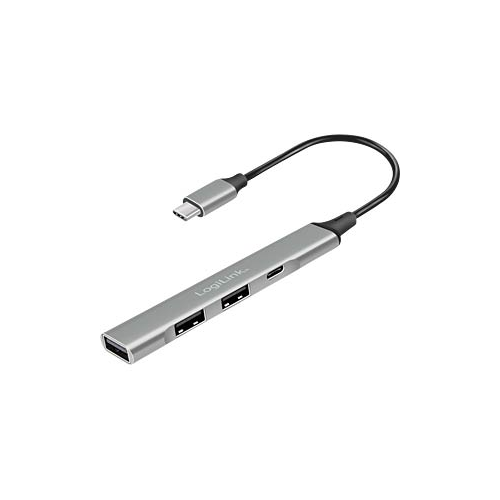 HUB USB Logilink UA0416, 3 x USB 3.2 gen 2, 1 x USB-C, Gray