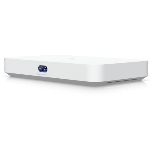 Ubiquiti UniFi UCG-Fiber-EU Desktop 10G Cloud Gateway with integrated PoE switch, Includes full UniFi application suite for device management, 5 Gbps routing with IDS/IPS, 10G SFP+ and (1) 10 GbE RJ45 WAN port, 10G SFP+ LAN port