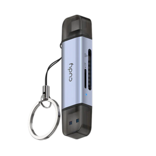Card Reader Cudy UH200, SD/TF, USB-C/USB-A, Silver Gray