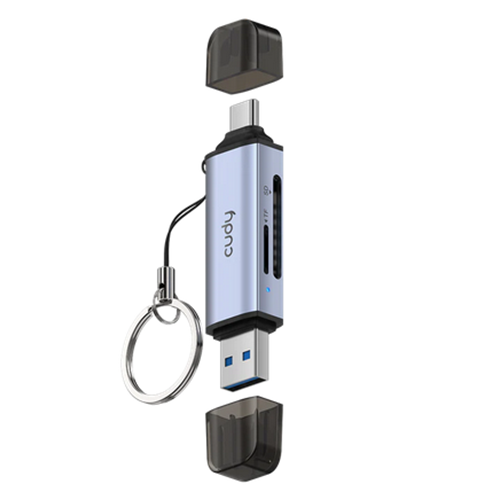 Card Reader Cudy UH200, SD/TF, USB-C/USB-A, Silver Gray