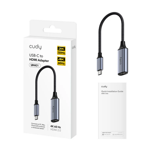 Adaptor Cudy UH401, USB-C male - HDMI female, Silver Gray