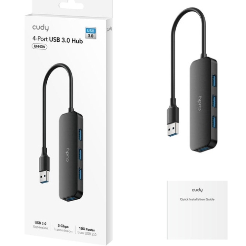 Hub USB Cudy UH40A, 4 x USB 3.2 Gen 1, Black