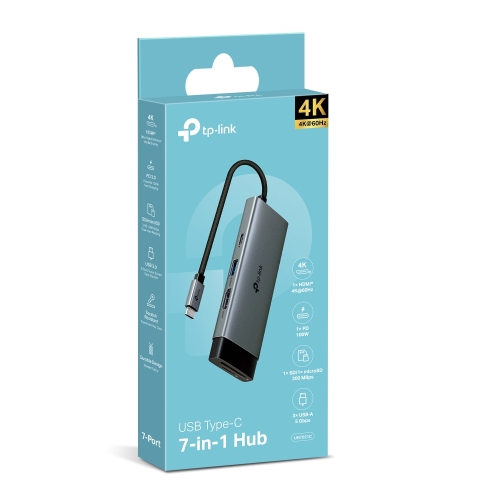 USB TYPE-C 7-PORT HUB/1XUSB-C 1XHDMI 1XUSBC PD 3XUSB-A
