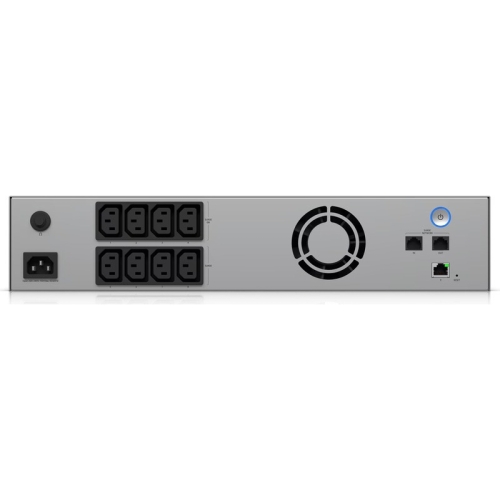 Ubiquiti UPS-2U-EU UniFi managed 1.5kVA rackmount uninterruptible power supply with 8 outlets and field replaceable battery, 216Wh, half load (500W) runtime of 8 minutes, UniFi Alarm Manager ready and NUT support for 3rd party devices