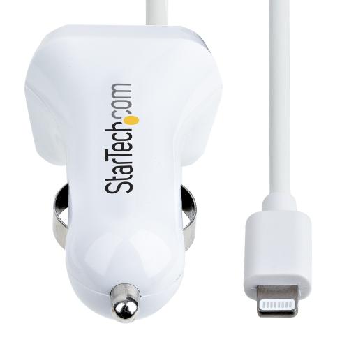 Incarcator auto Startech USBLT2PCARW2, 1x USB-A, 1x Lightning male, White