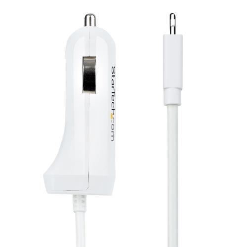 Incarcator auto Startech USBLT2PCARW2, 1x USB-A, 1x Lightning male, White