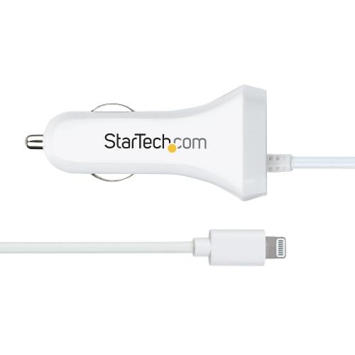 Incarcator auto Startech USBLT2PCARW2, 1x USB-A, 1x Lightning male, White