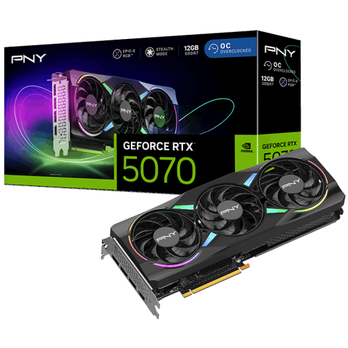 Placa video PNY nVidia GeForce RTX 5070 ARGB EPIC-X Triple Fan OC 12GB, GDDR7, 192 bit