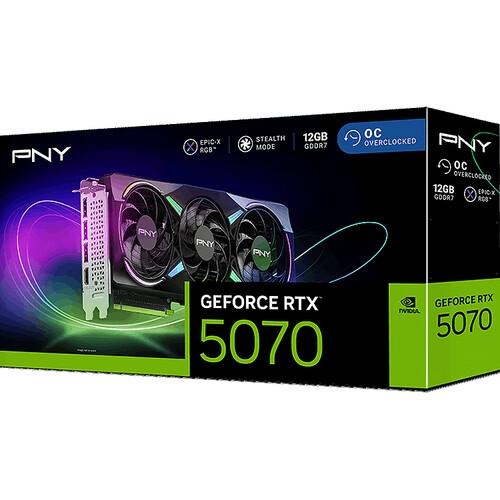 Placa video PNY nVidia GeForce RTX 5070 ARGB EPIC-X Triple Fan OC 12GB, GDDR7, 192 bit