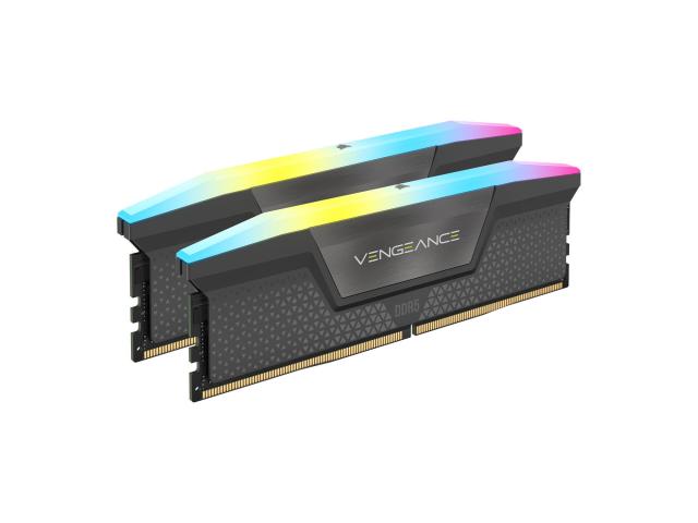 Kit Memorie Corsair Vengeance RGB Gray AMD EXPO, 32GB, DDR5-6400MHz, CL32, Dual Channel