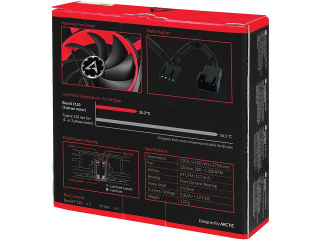 Ventilator Arctic BioniX F120 Red, 120mm