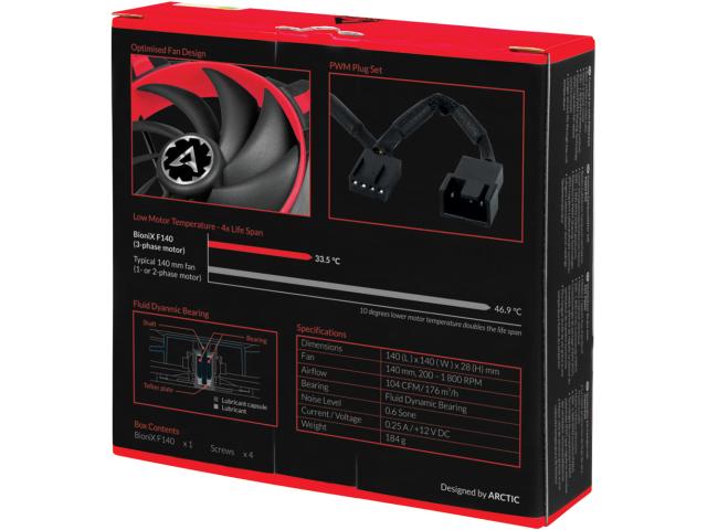 Ventilator Arctic BioniX F140 Red, 140mm