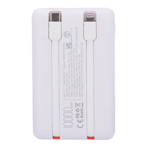 Baterie portabila Veger W1170, 1 x USB-C, 1 x Lightning, 1 x USB-A, 10000 mAh, 12 V, 5 A, White