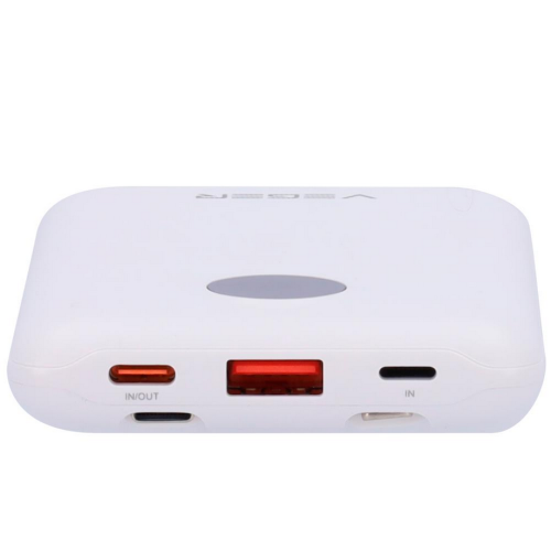 Baterie portabila Veger W1170, 1 x USB-C, 1 x Lightning, 1 x USB-A, 10000 mAh, 12 V, 5 A, White
