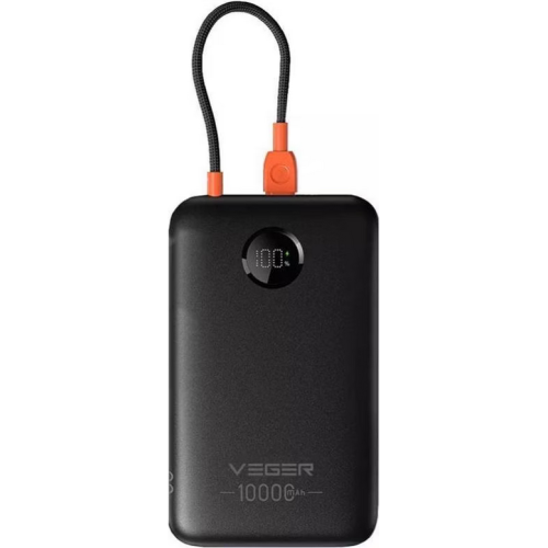 Baterie portabila Veger W1189, 10000 mAh, 1 x USB-C, 1 x USB-A, 1 x Lightning, Black
