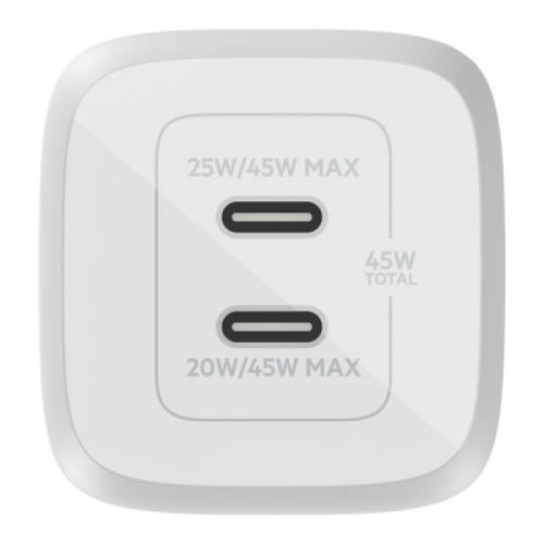 Incarcator Belkin WCH011VFWH, 2x USB-C, 45W, White
