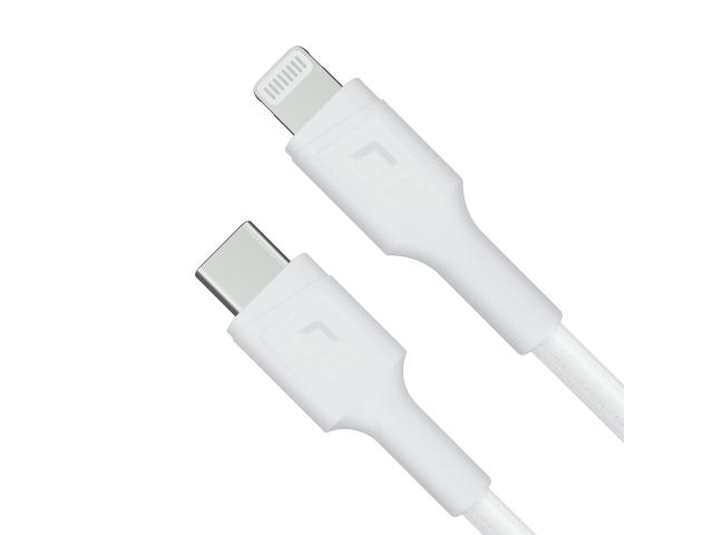 White USB-C - Lightning MFi 1m cable for Apple iPhone Green Cell PowerStream, with Power Delivery fast charging