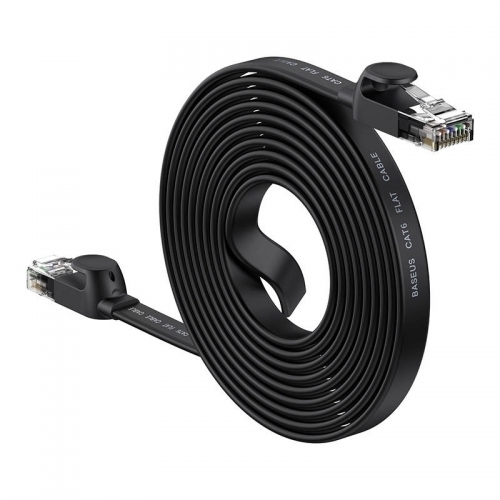 Patch Cord Baseus WKJS000201, UTP, Cat6, 10m, Black
