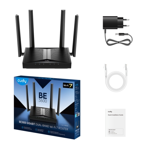 Router Wireless Cudy WR3600, BE3600, Dual-Band, Wi-Fi 7, Quad-Core 2.0GHz, 128MB/512MB Flash/RAM, Cudy Mesh