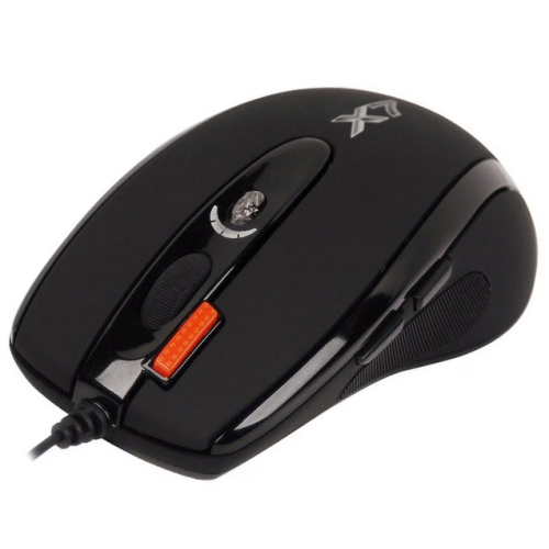 MOUSE A4TECH gaming, cu fir, USB, optic, 2000 dpi, butoane/scroll 7/1, negru, iluminare, butoane programabile, 