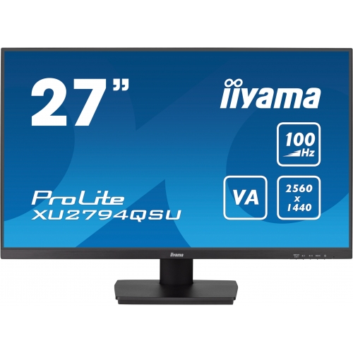 IIYAMA Monitor LED XU2794QSU-B6 27” WQHD VA panel with 100Hz refresh rate VA 2560 x 1440 @100Hz 	250 cd/m² 4000:1 1ms HDMI DP USB Hub Tilt