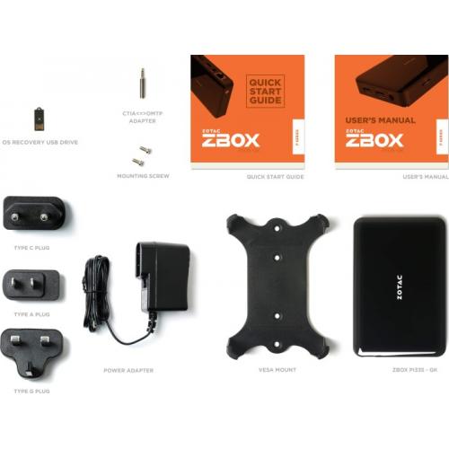 Calculator Zotac ZBOX Pico PI335, Intel Core Celeron Quad Core N4100, 4GB RAM, eMMC 64GB, Intel UHD Graphics 600, Windows 10 PRO